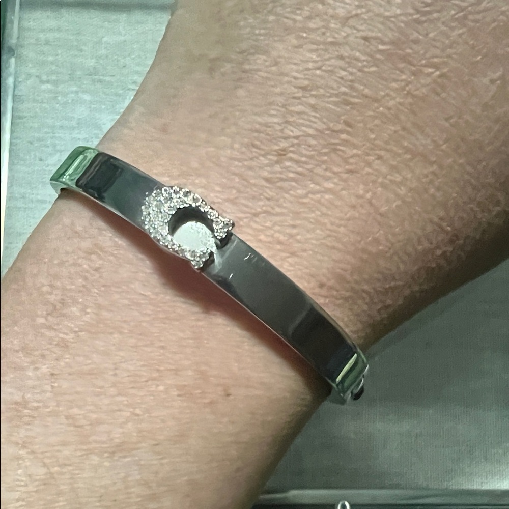 Coach Logo Pave Signature Hinged Bracelet - Picture 1 of 8
